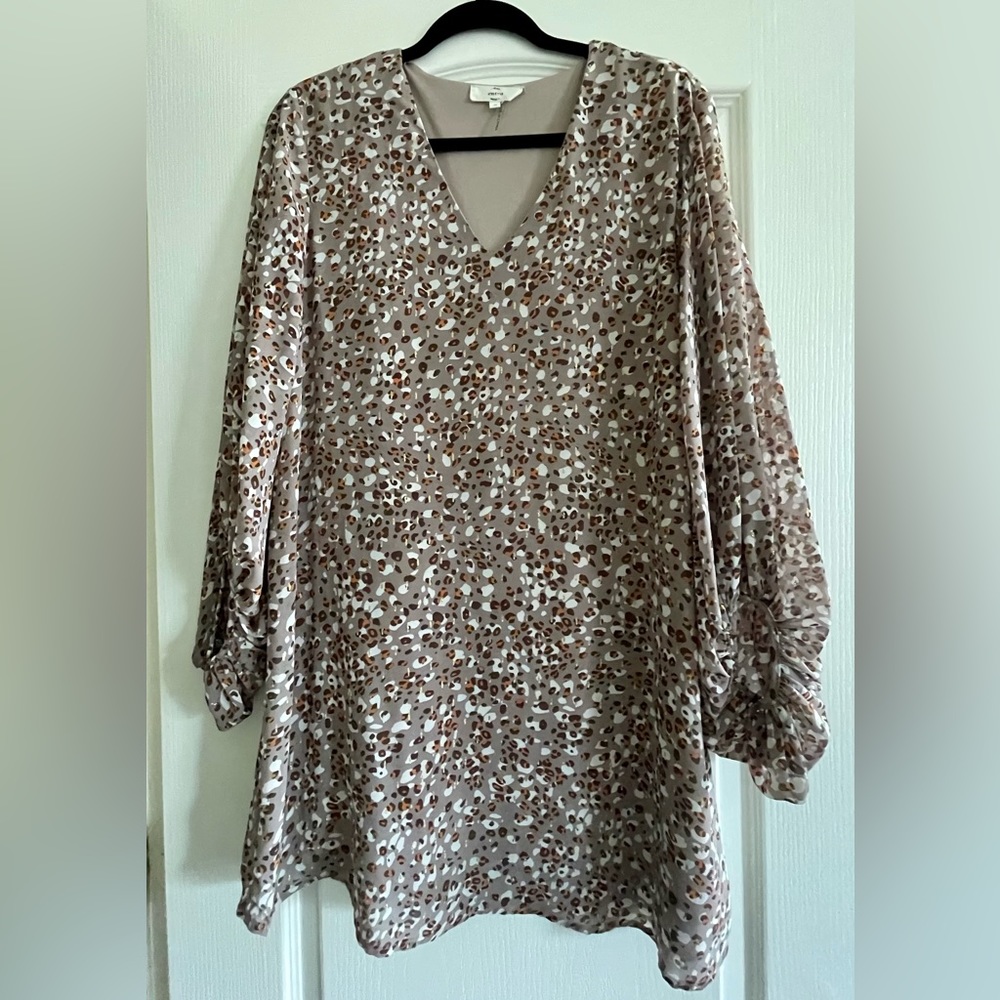 Leopard print shift dress with slip